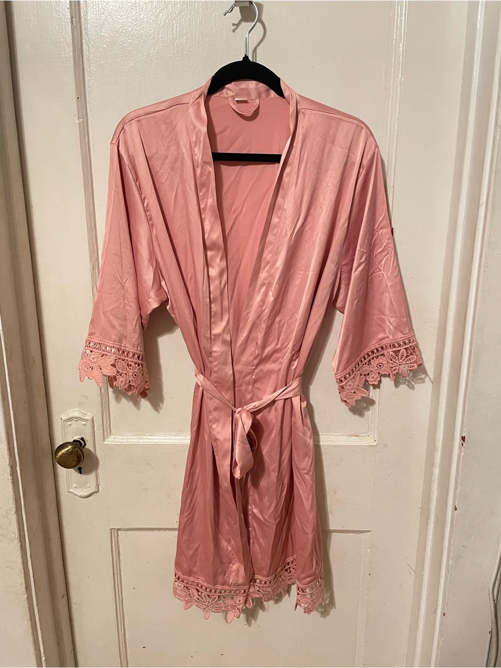 Pink Lace-Trim Satin Robe - Women's Intimates & Sleepwear